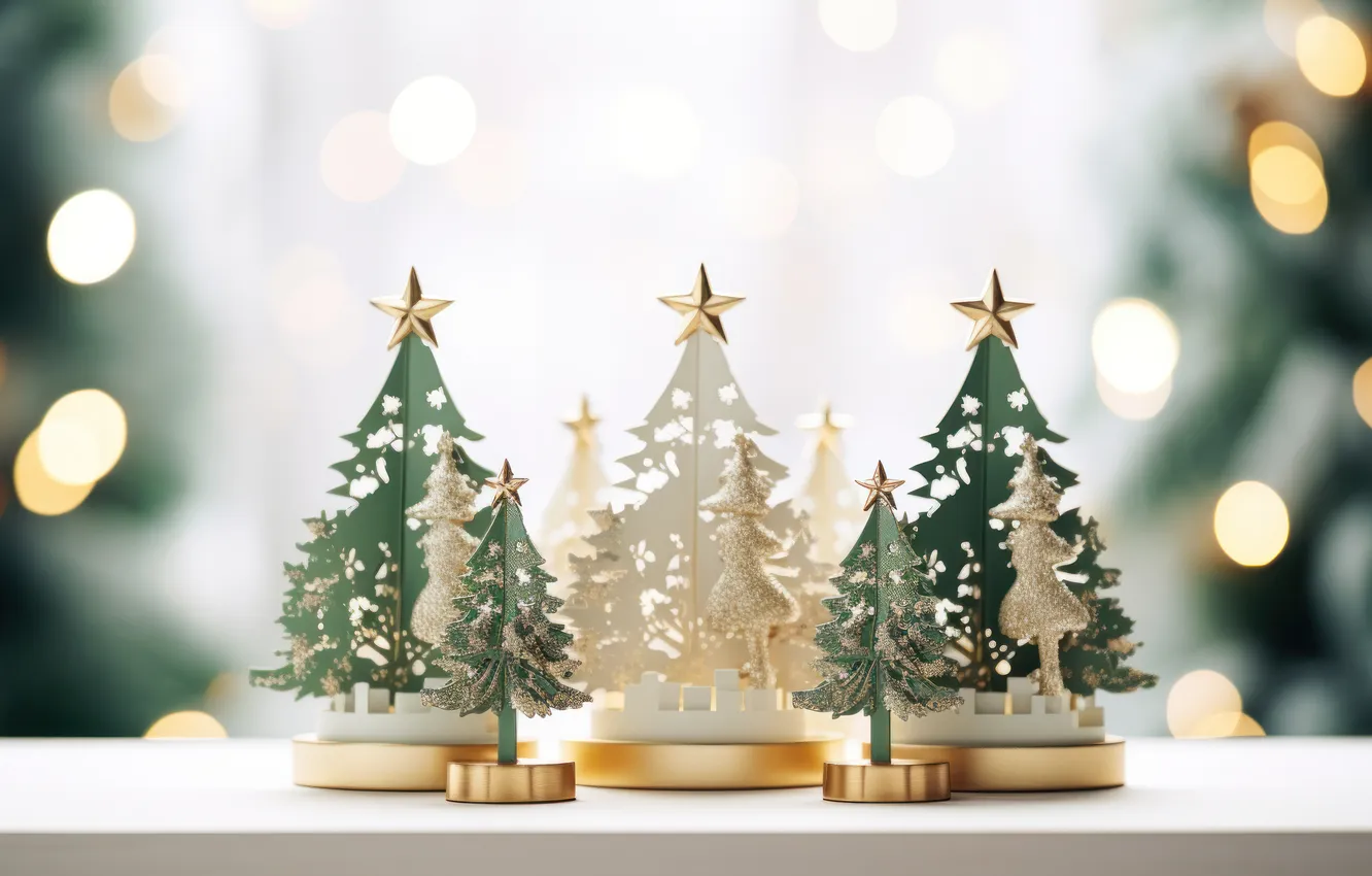 Photo wallpaper stars, lights, toy, new year, Christmas, herringbone, figures, souvenir