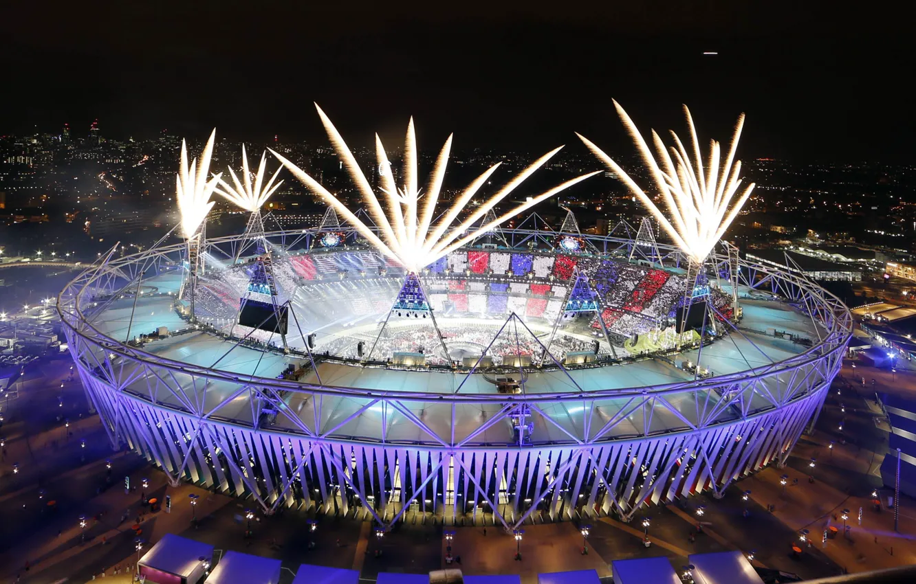Photo wallpaper the city, London, salute, stadium, illumination, Olympic games, London 2012, London 2012 Olympic games