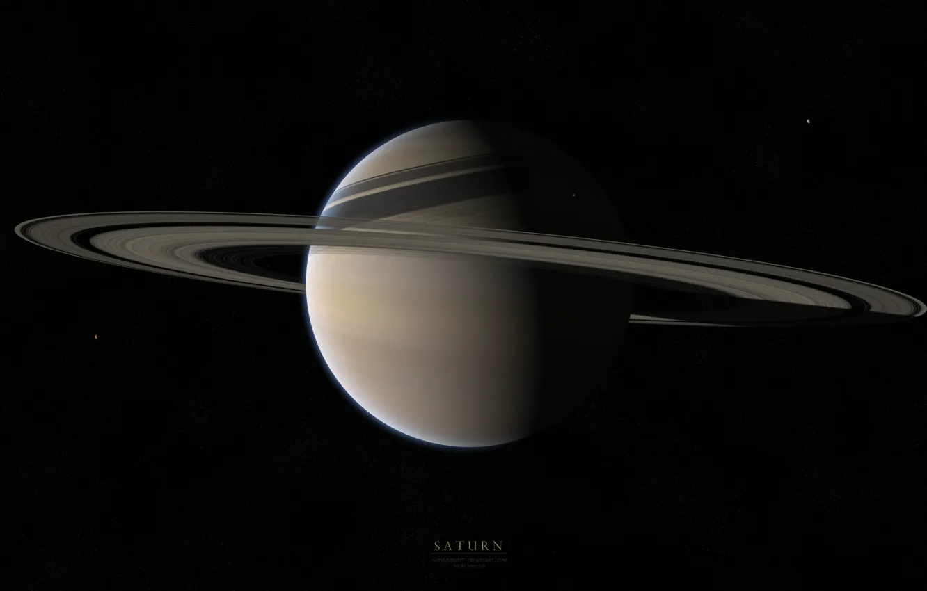 Photo wallpaper stars, planet, ring, Saturn, gaz giant