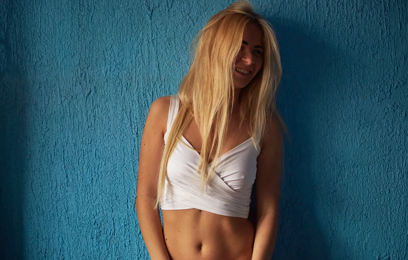 Photo wallpaper face, smile, wall, hair, figure, Tanya