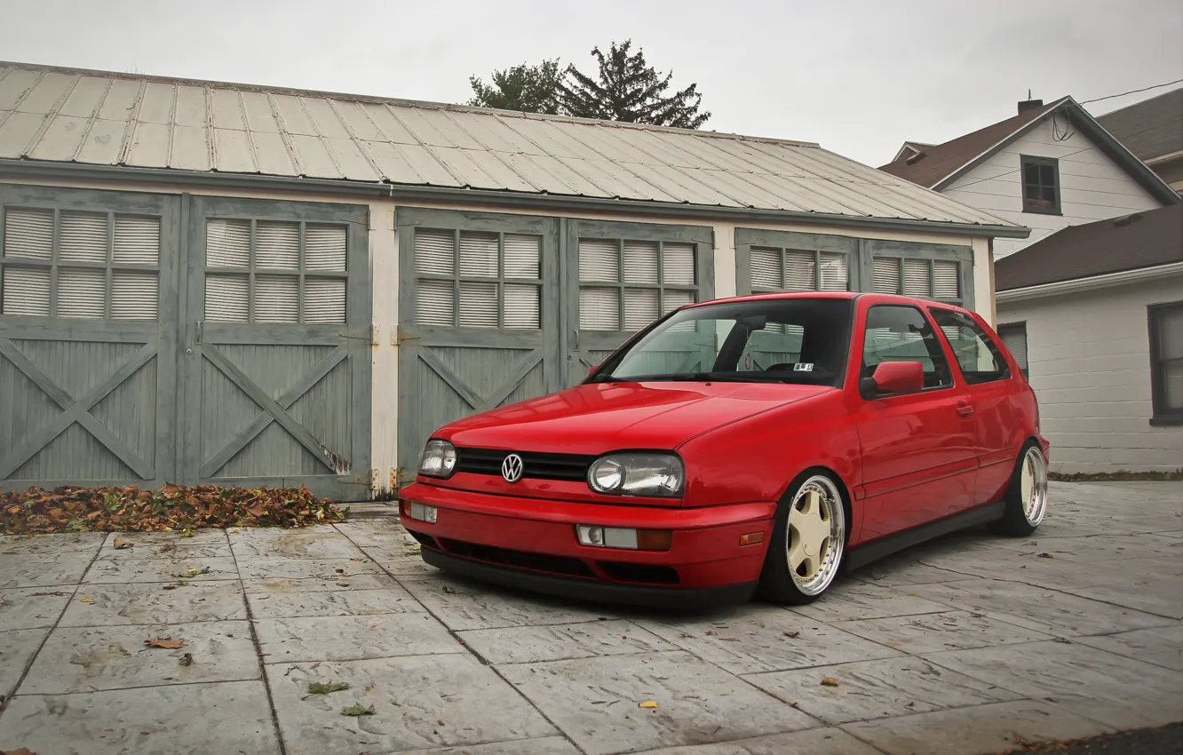 Photo wallpaper red, volkswagen, red, Golf, golf, Volkswagen, MK3