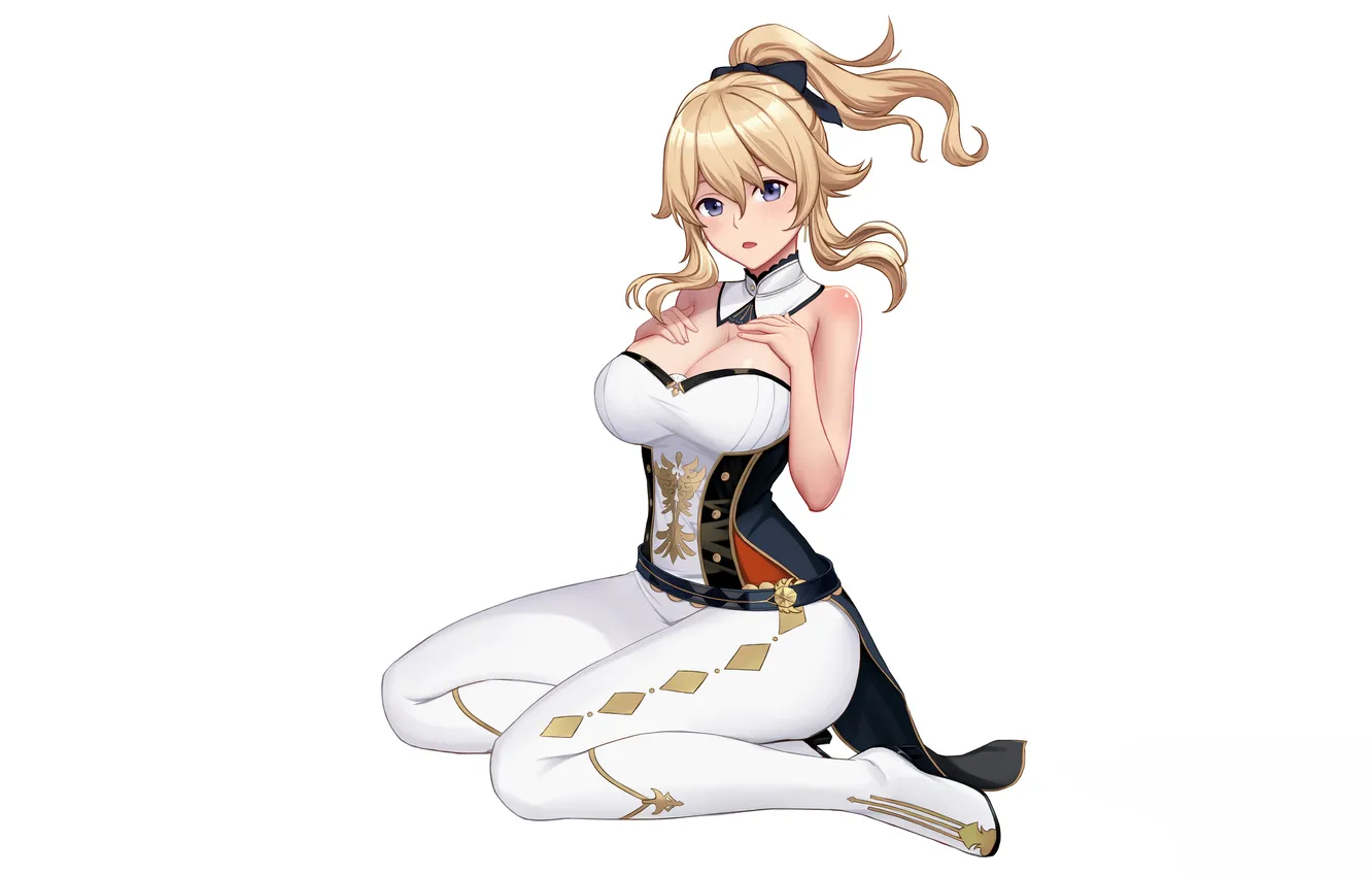 Photo wallpaper girl, sexy, cleavage, blouse, long hair, legs, boobs, sexy girl