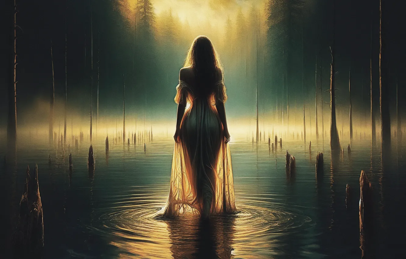 Photo wallpaper girl, AI art, neural network