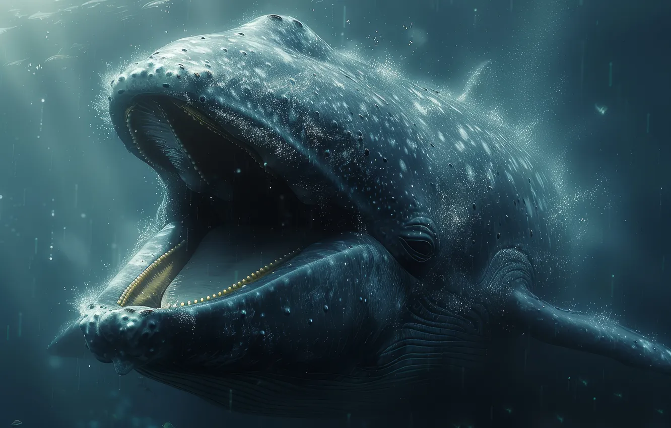 Photo wallpaper Kit, Mouth, Underwater world, Digital art, AI art, The Art of Artificial Intelligence, Neural network