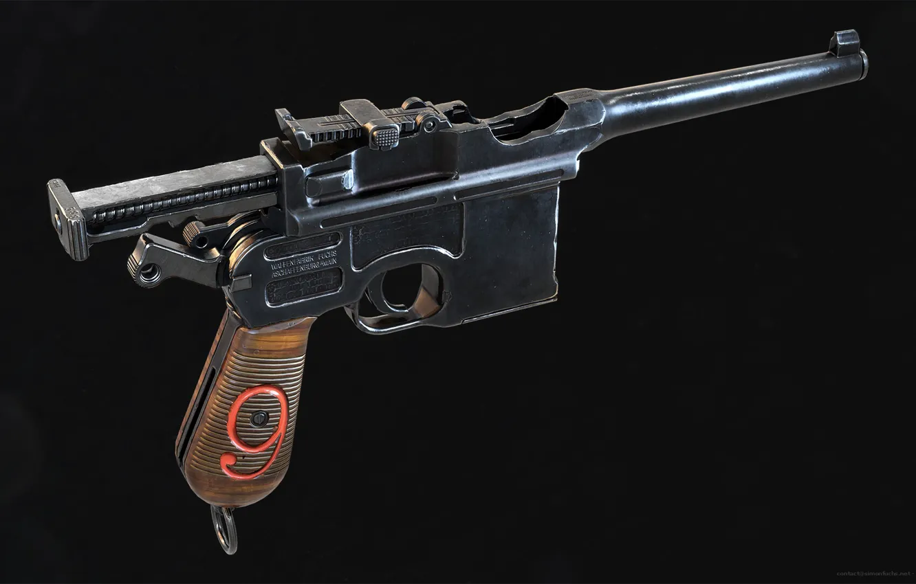 Photo wallpaper Germany, self-loading pistol, Mauser C96, Red 9