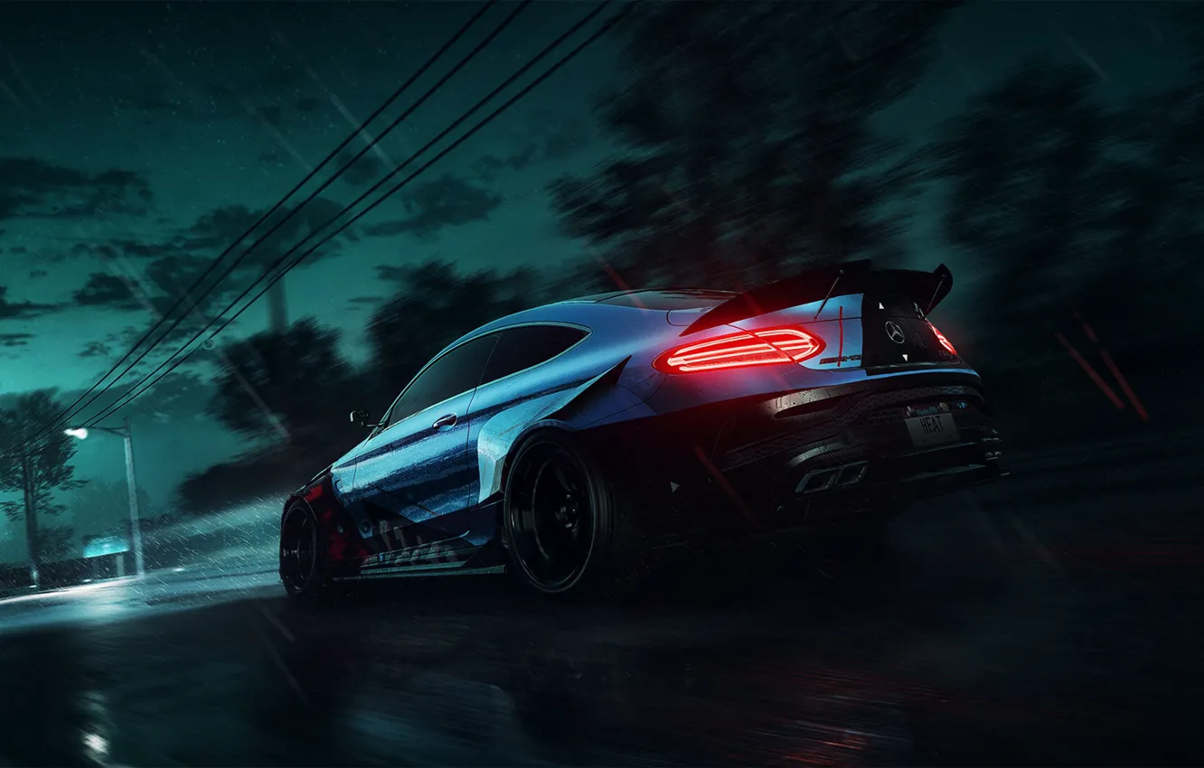 Photo wallpaper machine, auto, Mercedes, sports car, game, Need for Speed, nfs, Heat