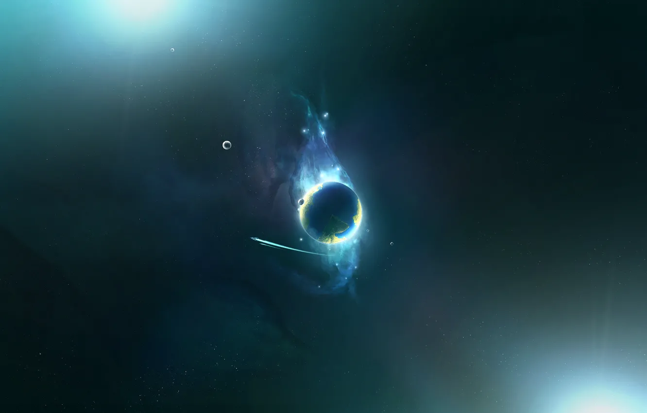 Photo wallpaper space, planet, glow