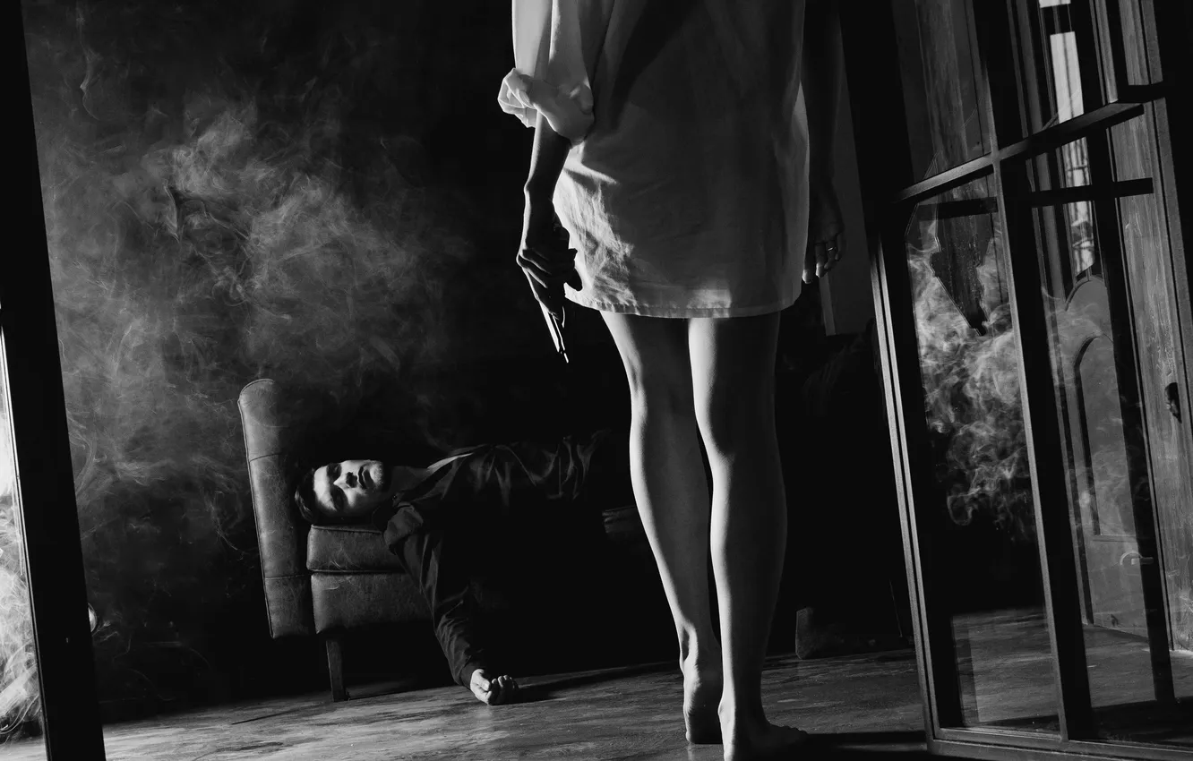 Photo wallpaper girl, feet, cinema, black and white, Sasha Urmanov