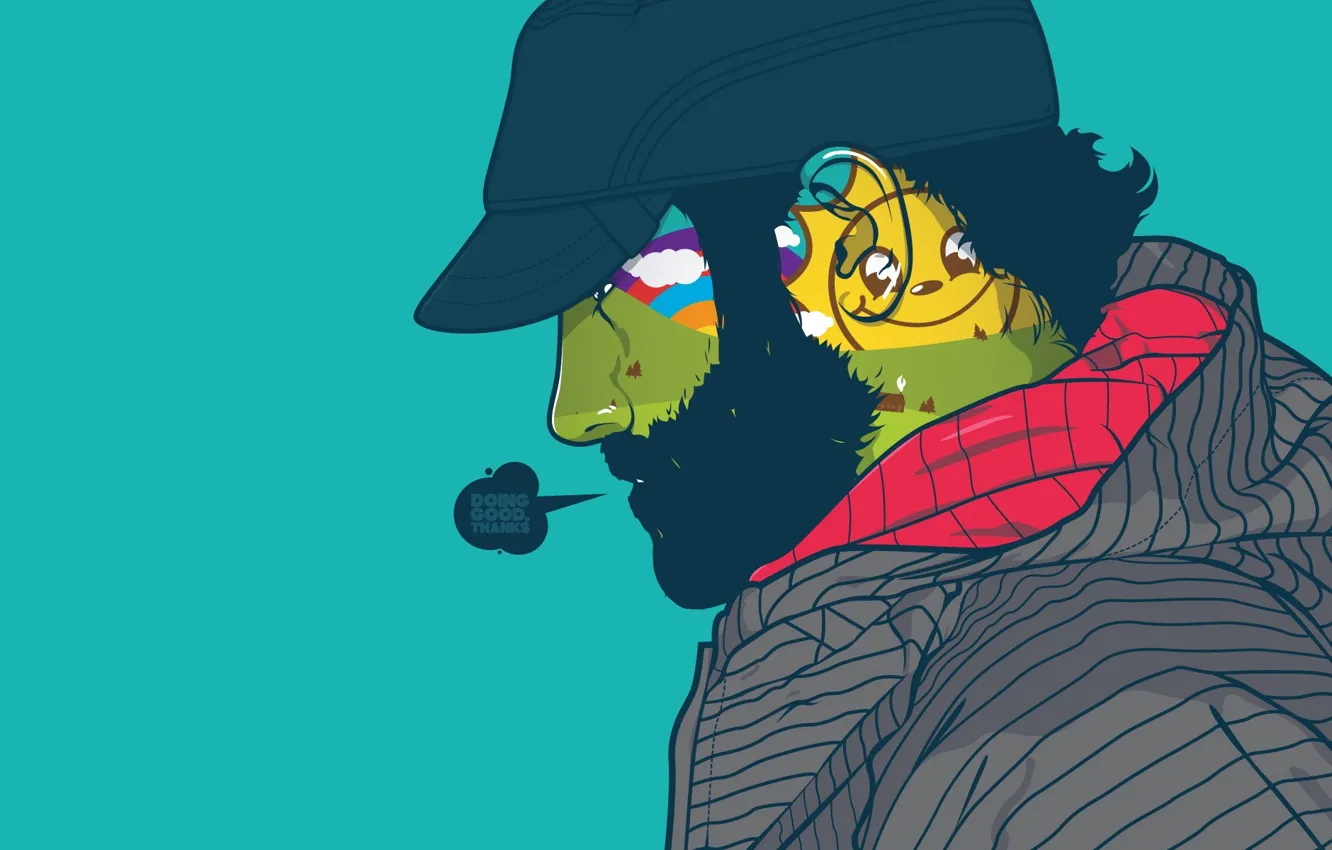 Photo wallpaper blue, vector, beard