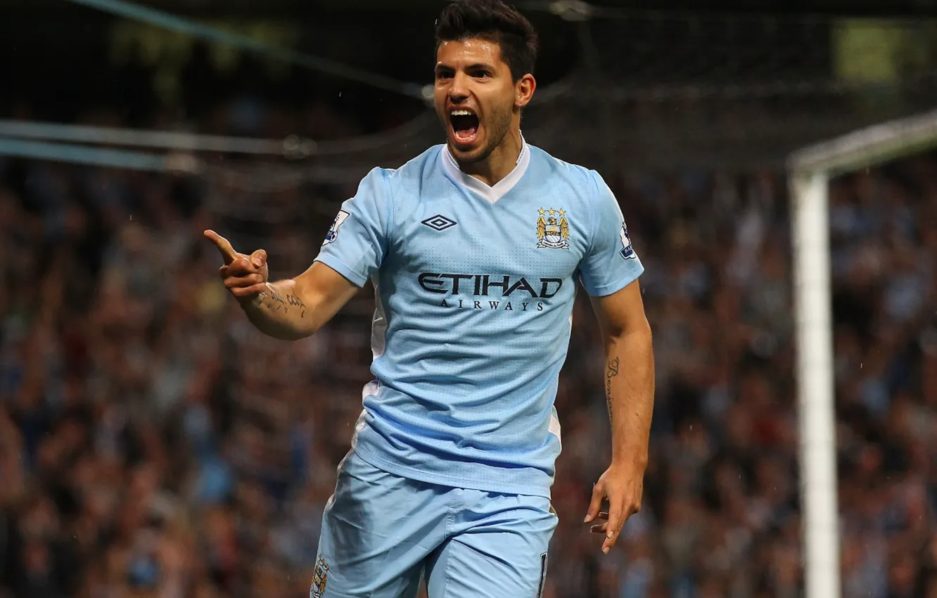 Photo wallpaper jump, football, Aguero