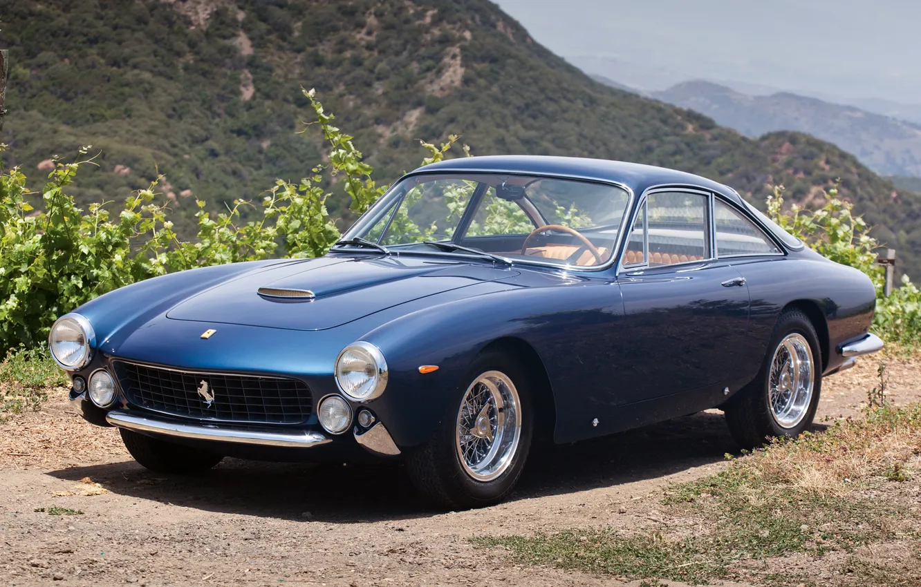 Photo wallpaper mountains, blue, ferrari, Ferrari, classics, beautiful car, 250, lusso