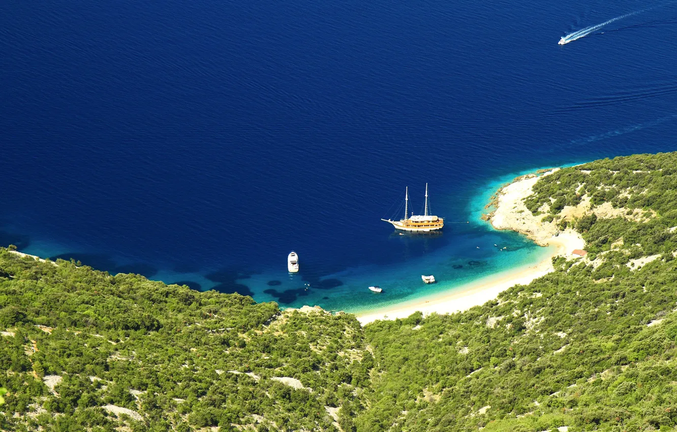 Photo wallpaper sea, island, yacht, Croatia