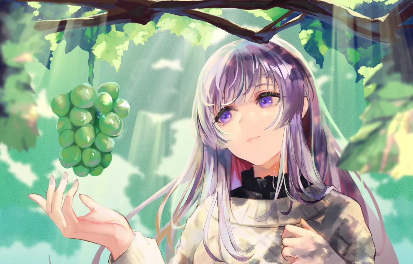 Photo wallpaper girl, grapes, The iDOLM@STER: Shiny Colors, Kiriko Yukoku