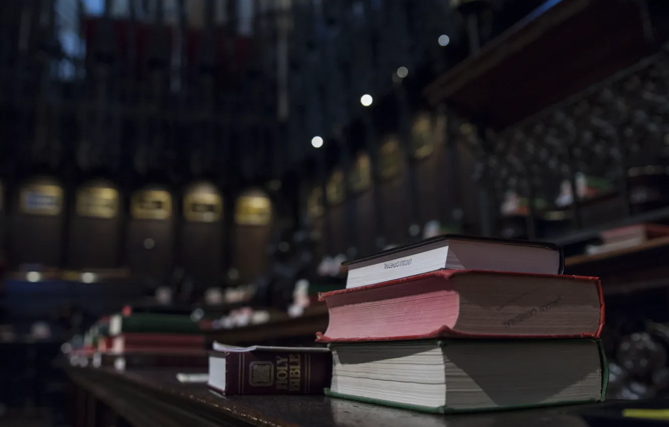 Photo wallpaper book, library, bokeh, shelves
