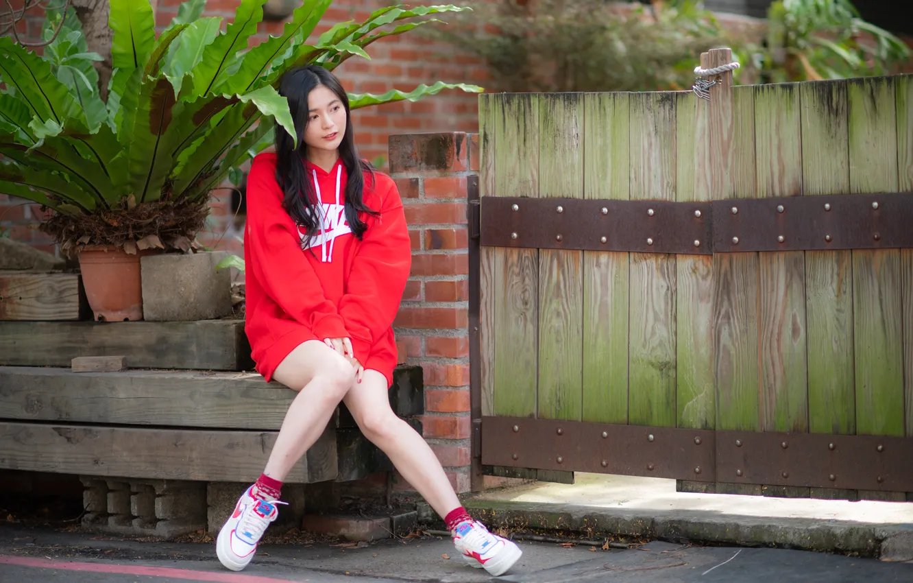 Photo wallpaper girl, legs, Asian, jacket