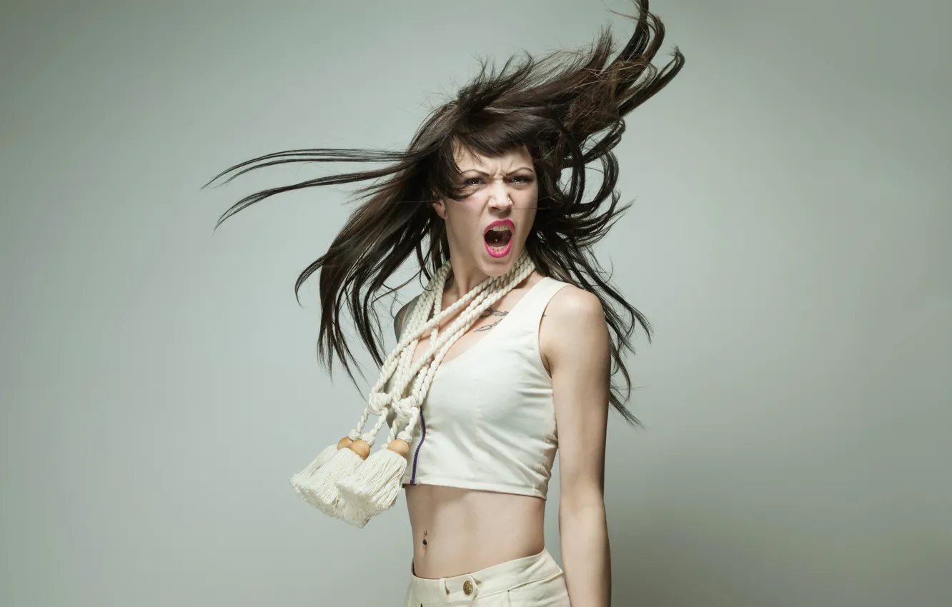 Photo wallpaper girl, hair, Creek, stroke, emotion