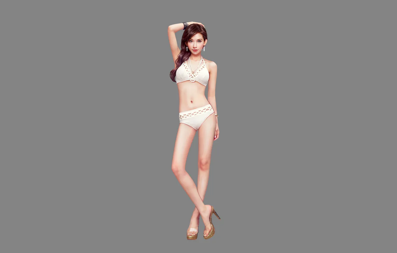 Photo wallpaper Girl, Sexy, Art, Asian, Style, Minimalism, Underwear, Figure