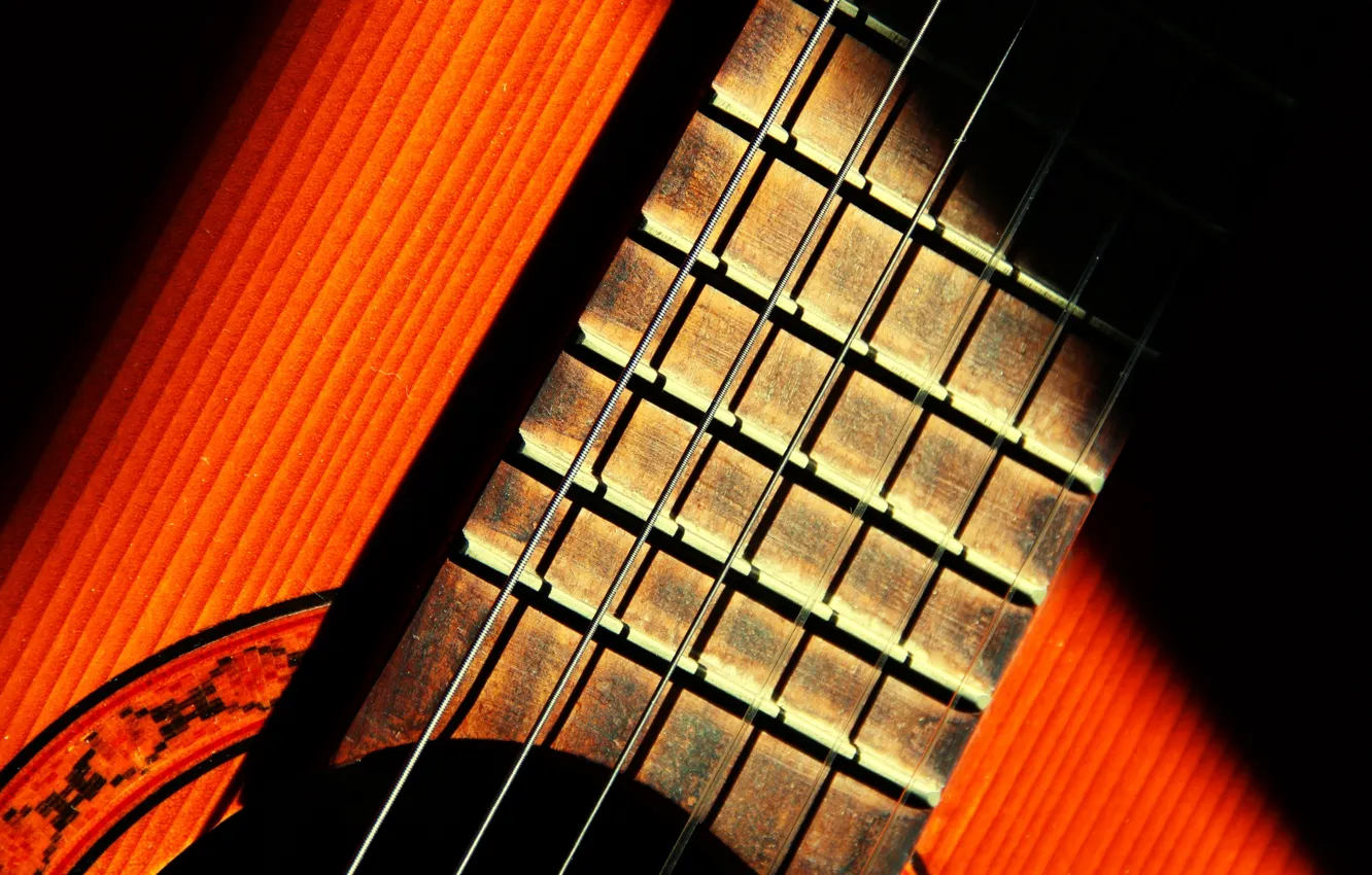 Photo wallpaper macro, music, guitar