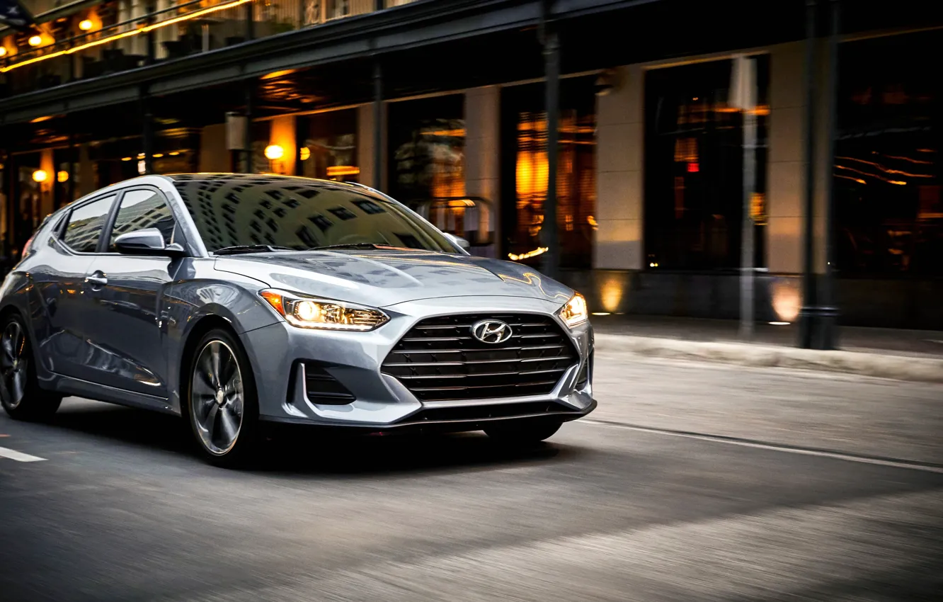 Photo wallpaper Hyundai, front view, hatchback, 2018, Veloster