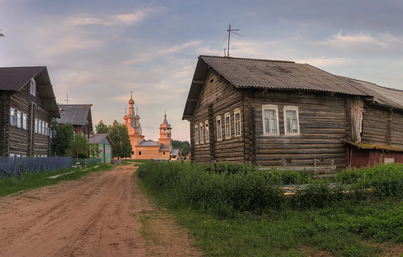 Photo wallpaper village, Arkhangelsk oblast, Kimzha