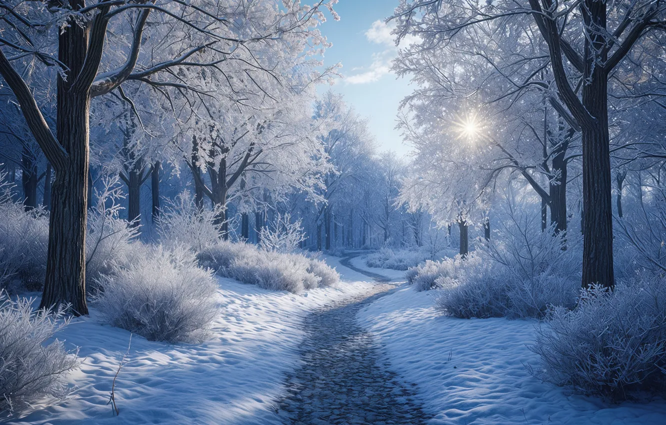 Photo wallpaper forest, trees, neural network