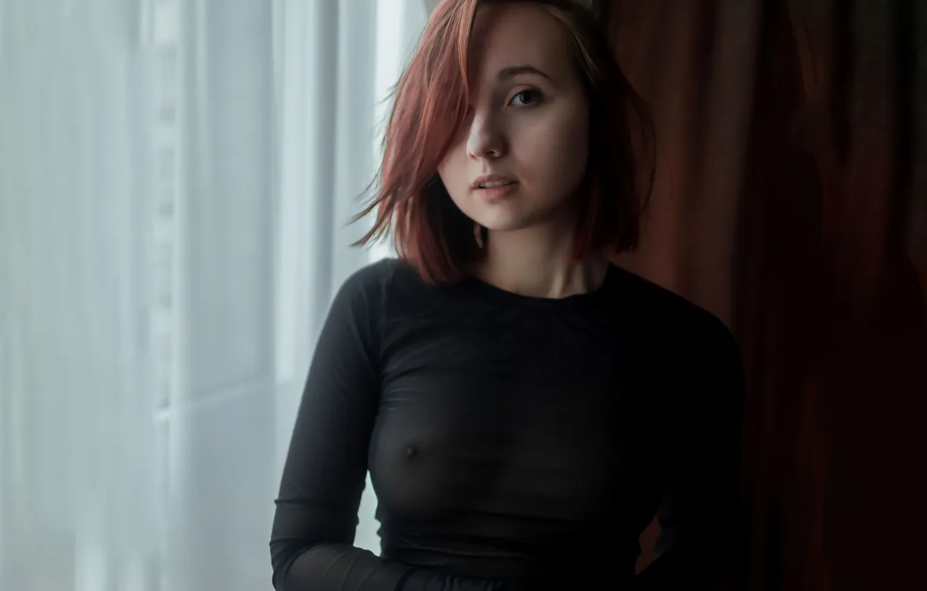 Photo wallpaper girl, model, in black, Roosso Alex