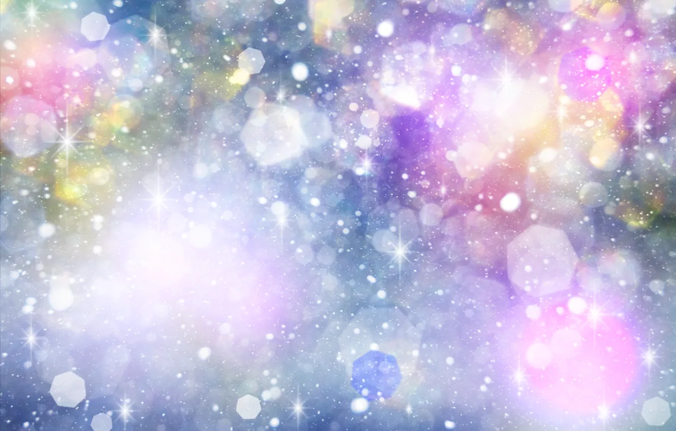 Photo wallpaper snowflakes, lights, stars