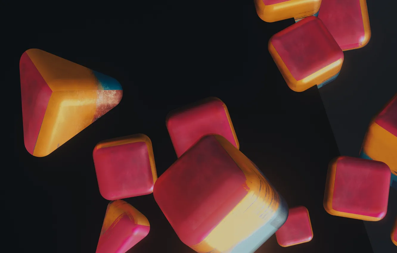 Photo wallpaper abstraction, cubes, figure, pyramid, abstract background