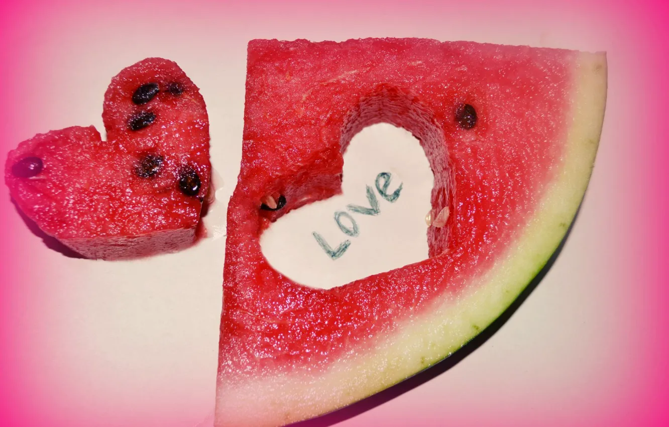 Photo wallpaper heart, watermelon, slices, fishing