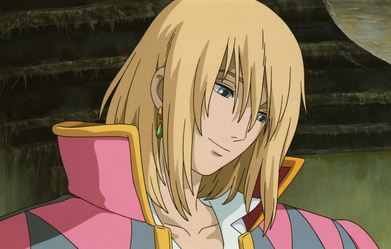 Photo wallpaper face, MAG, guy, earring, blonde, the wizard, howl's moving castle, hayao Miyazaki