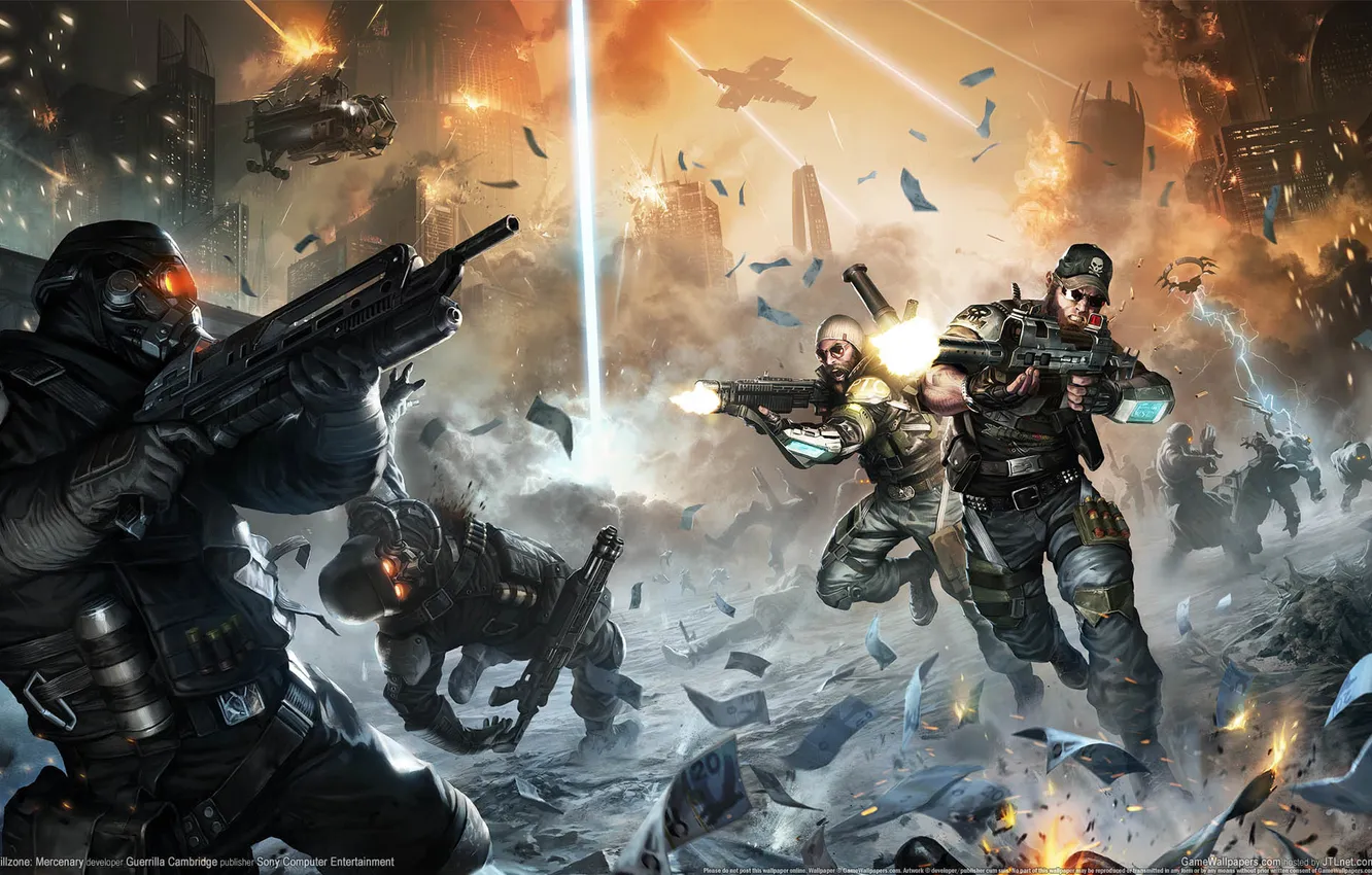 Photo wallpaper the city, lights, building, soldiers, shootout, Killzone: Mercenary, Guerrilla Cambridge