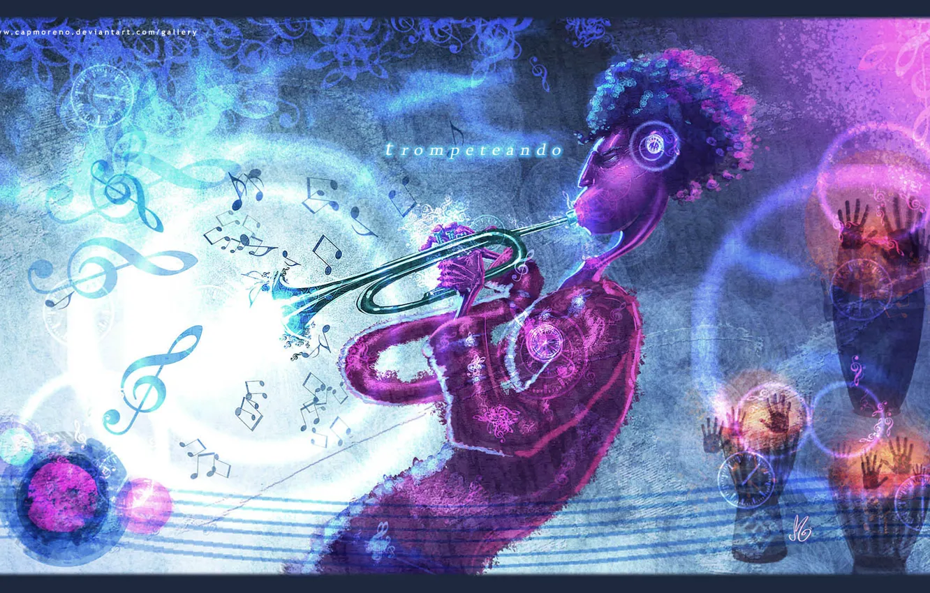 Photo wallpaper abstraction, notes, people, pipe, trompeteando