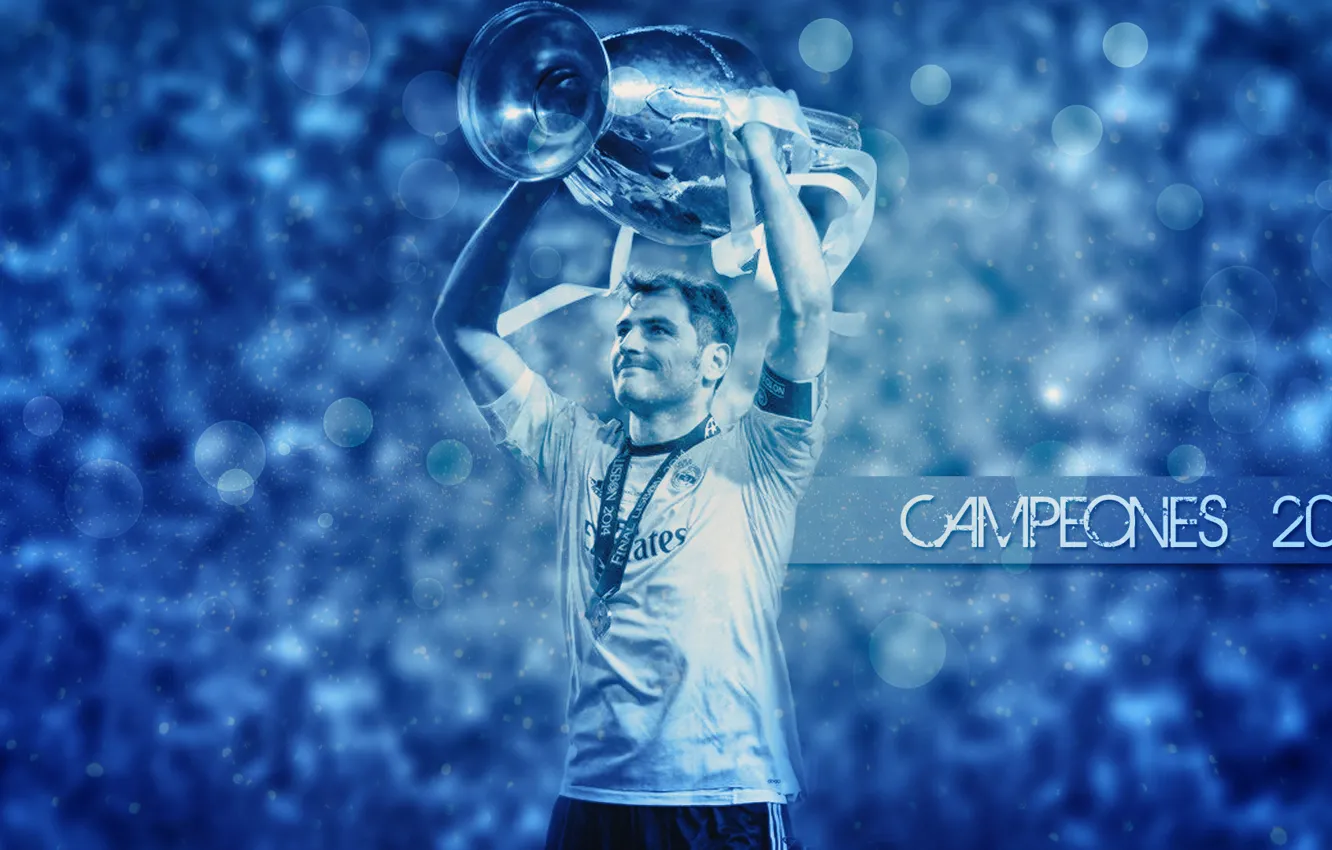 Photo wallpaper Iker Casillas, Real Madrid CF, UEFA Champions League Trophy