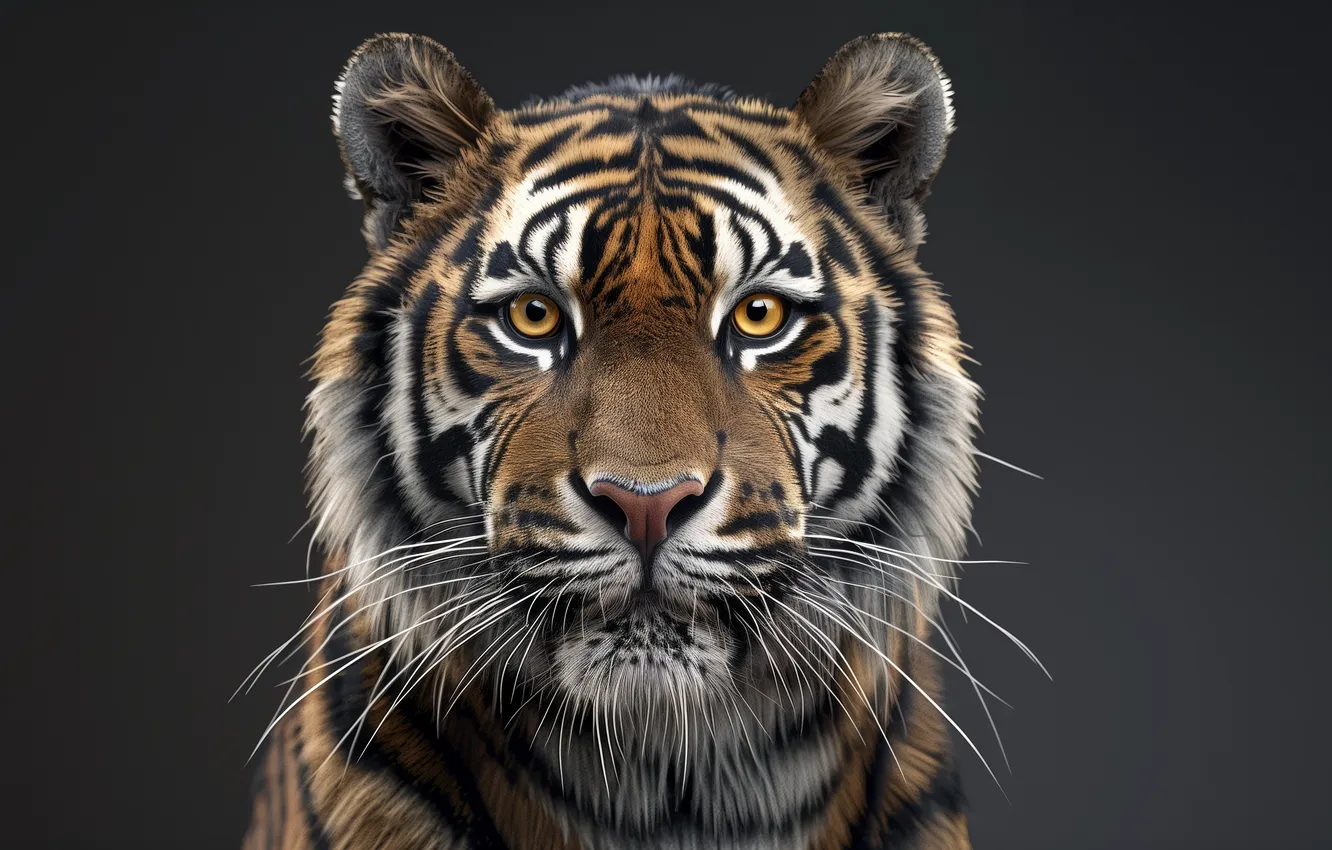 Photo wallpaper tiger, looking at viewer, AI Art