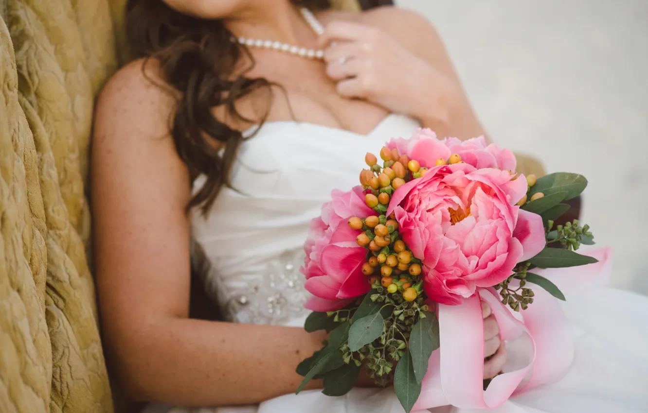 Photo wallpaper flowers, bouquet, the bride