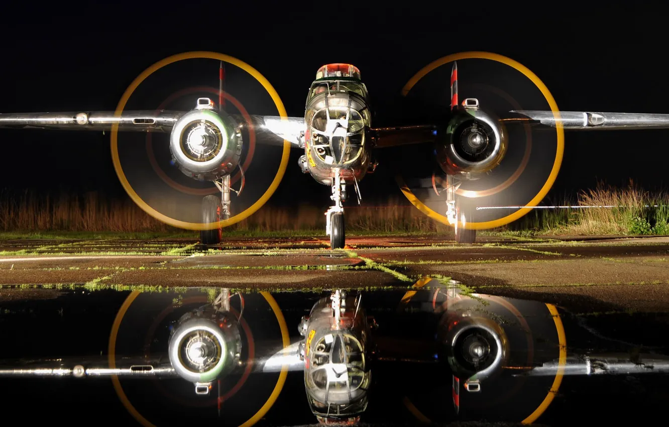 Photo wallpaper bomber, American, North American, North American, twin-engine, metal, quintuple, Mitchell