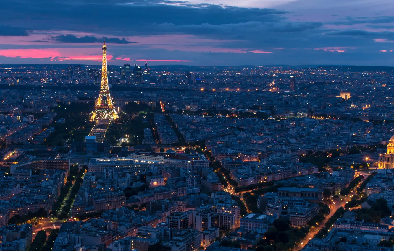 Photo wallpaper France, Paris, panorama, Eiffel Tower, Paris, night city, France, Eiffel Tower