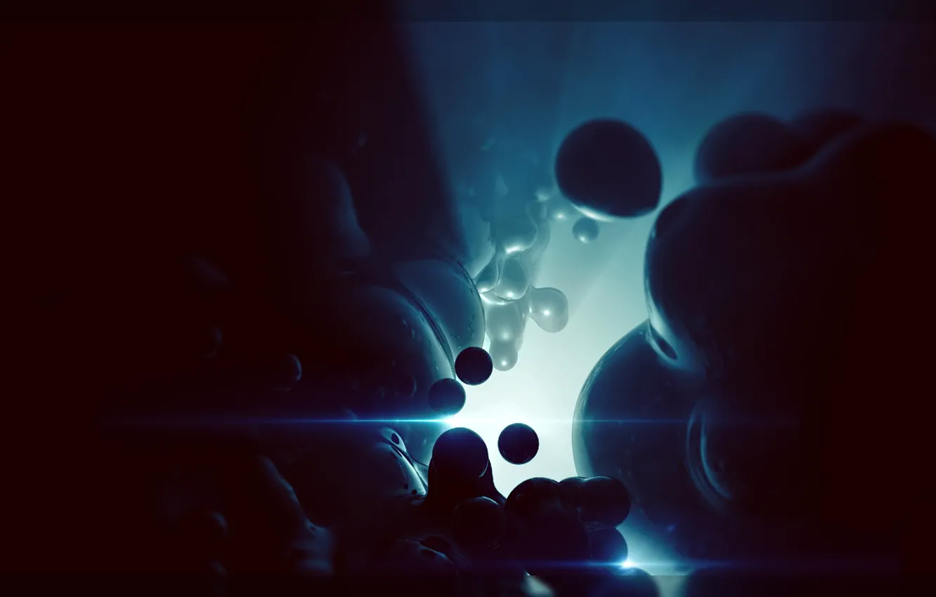 Photo wallpaper blue, abstraction, bubbles