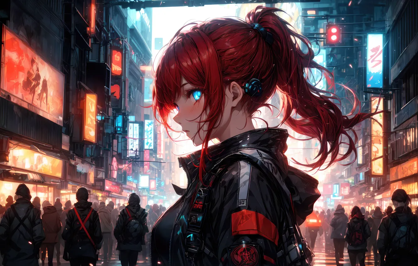 Photo wallpaper city, the city, lights, lights, movement, people, home, advertising