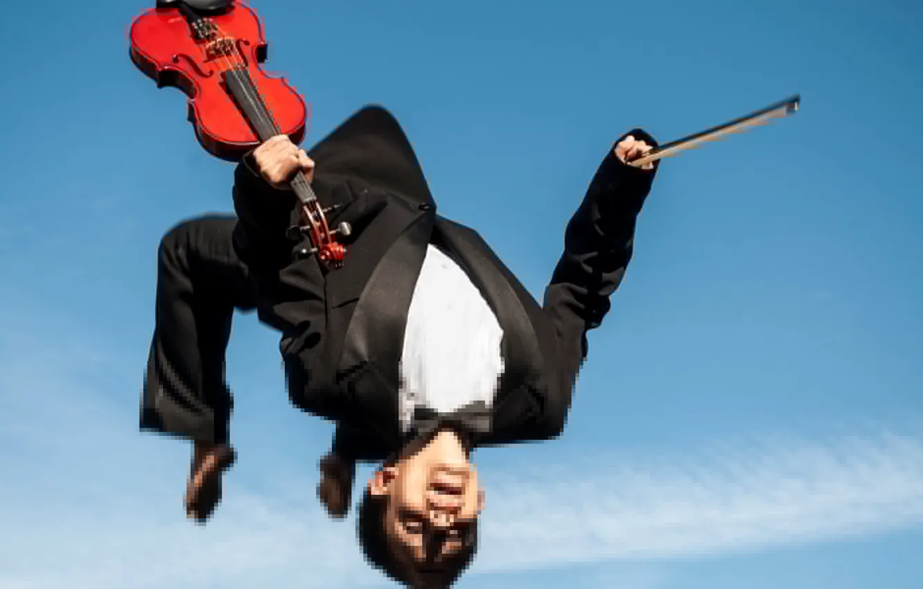 Photo wallpaper music, jump, violin, people