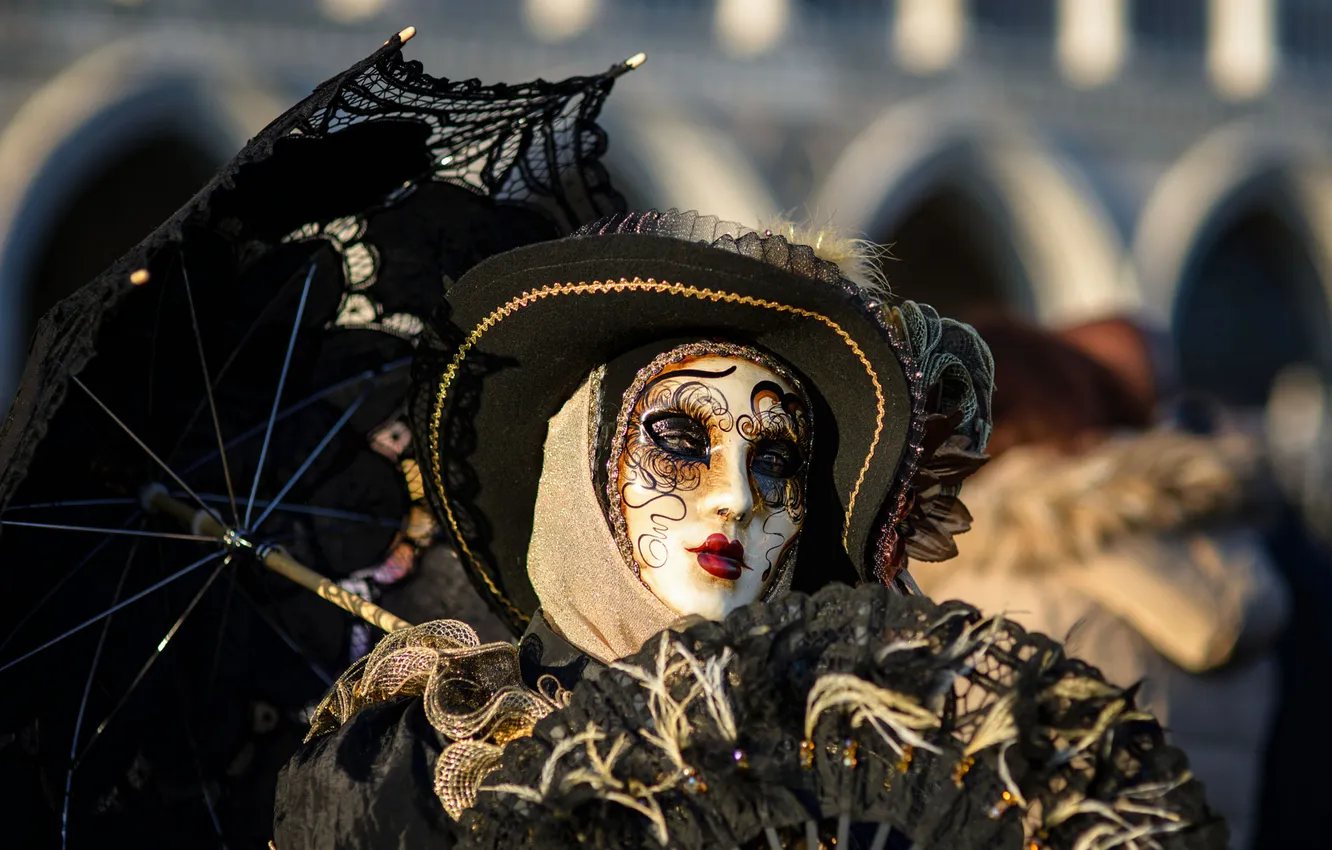 Photo wallpaper girl, decoration, style, mask, Italy, costume, Venice, outfit