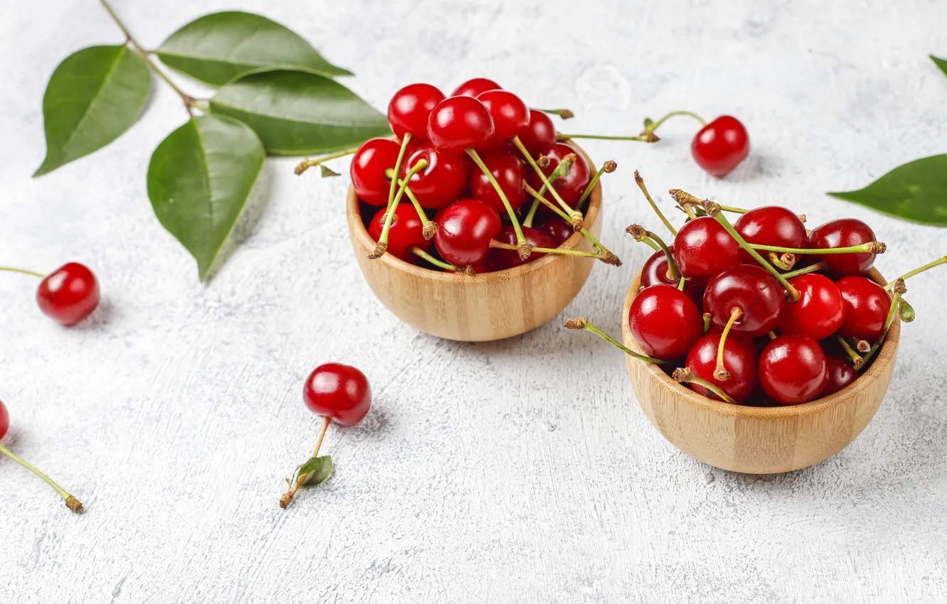 Photo wallpaper cherry, berries, bowl, cherry