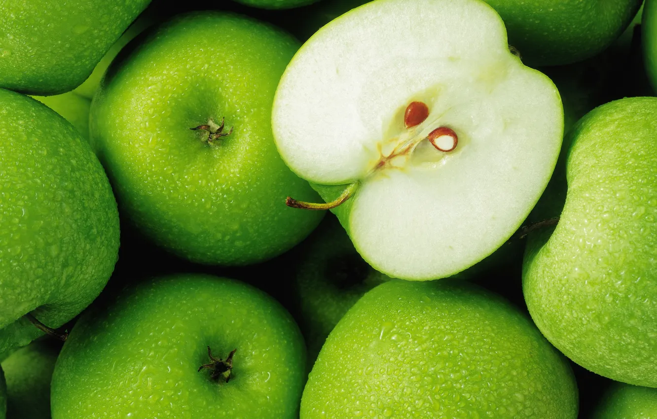 Photo wallpaper green, apple, fruit
