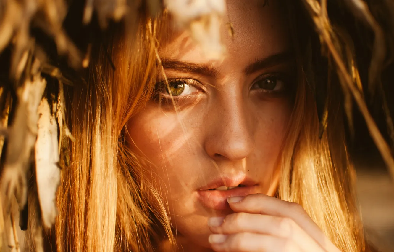 Photo wallpaper look, girl, face, lips