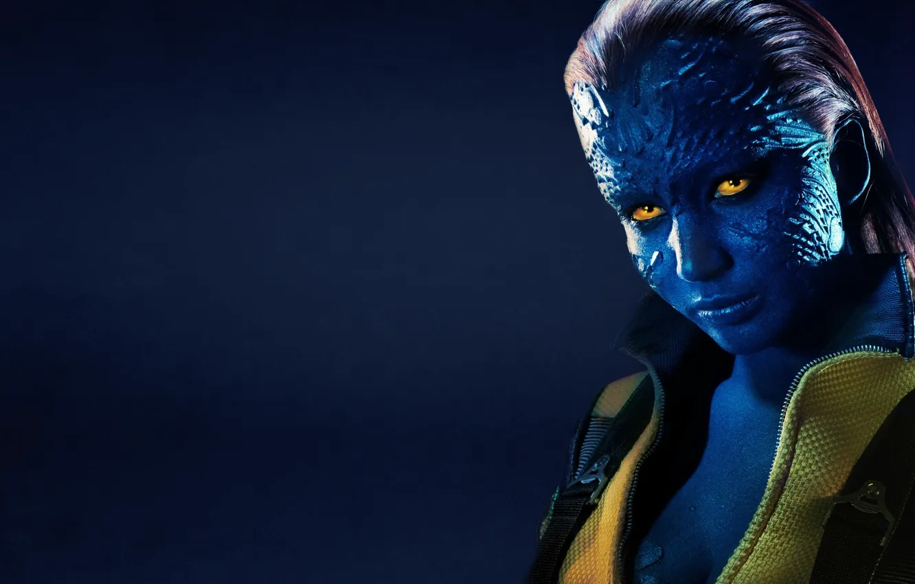 Photo wallpaper Mystic, yellow eyes, dark blue background, X-men: First class, X-Men: First Class