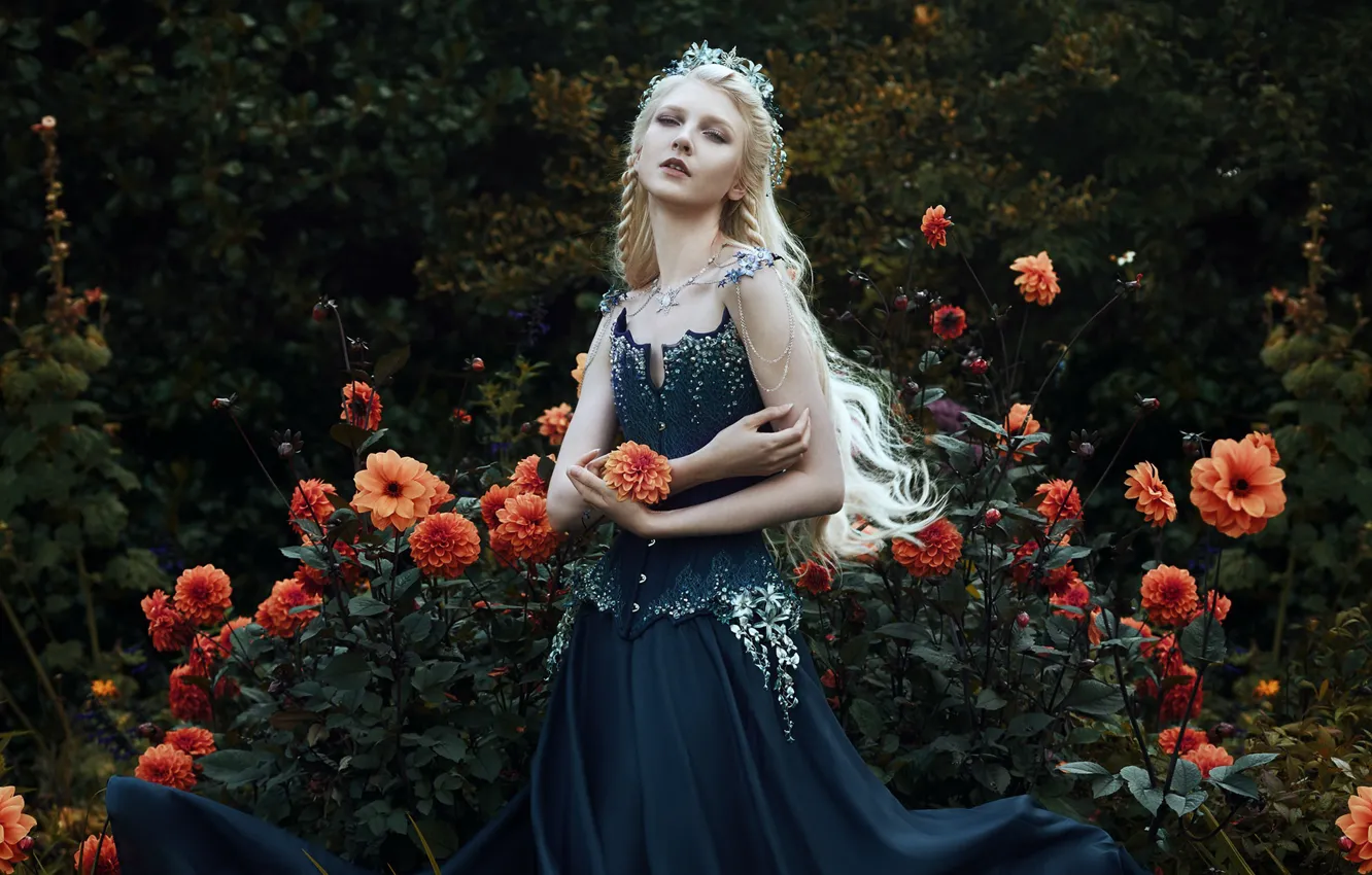 Photo wallpaper summer, girl, flowers, Bella Kotak