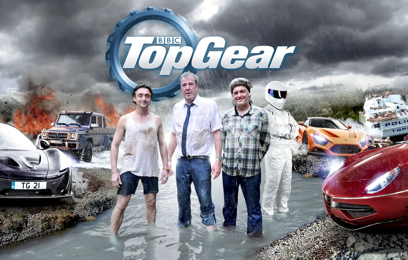 Photo wallpaper Jeremy Clarkson, Top Gear, Stig, Richard Hammond, James May, Top Gear, Leading, Burma Special