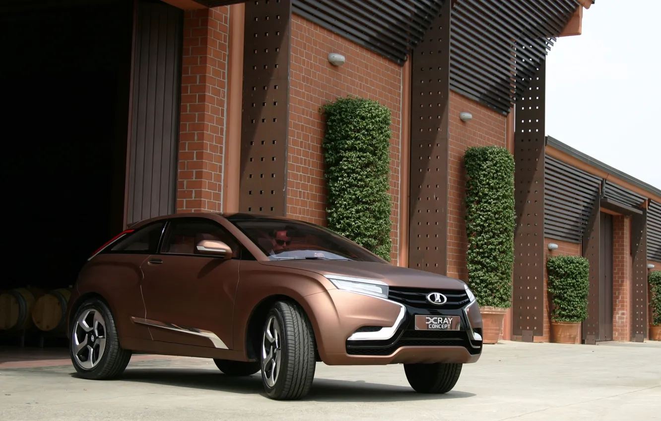 Photo wallpaper Concept, garage, the concept, X-Ray, brown, Lada, the bushes, the front