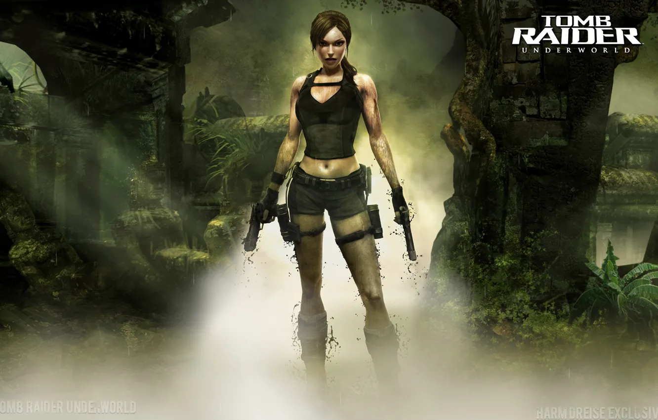 Photo wallpaper girl, gun, dirt, Tomb Raider, Lara Croft, Lara Croft, Tomb raider, Tomb Raider: Underworld