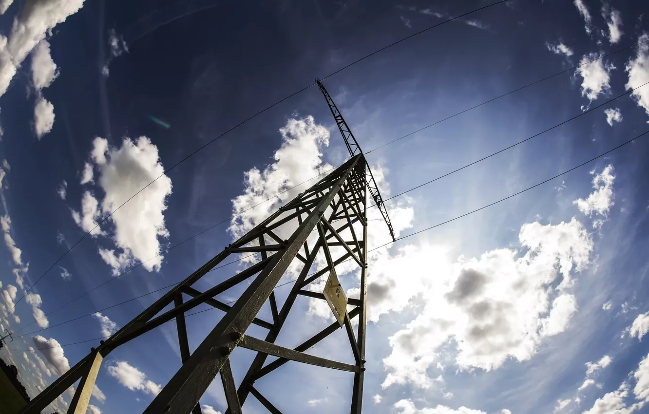 Photo wallpaper the sky, clouds, landscape, nature, wire, sky, landscape, nature